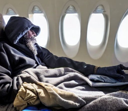 homeless man on jet
